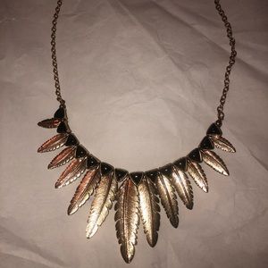 Gold feather necklace